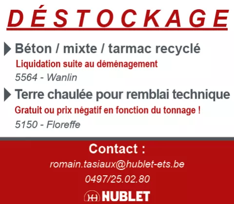 Déstockage à Floreffe et Wanlin